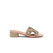Santoni Sandale Didi À Talon Bas En Daim Et Strass Dorés Pour Femme, Taille: 37.5