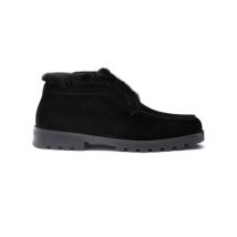 Santoni Women’s Black Suede Desert Boot With Fur, Size: 8