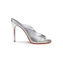 Santoni Women's Silver Leather High-heel Sandal, Size: 3.5