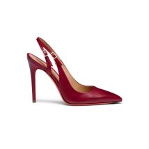 Santoni Escarpin À Bride Arrière Et Talon Haut En Cuir Rouge Pour Femme, Taille: 39