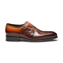 Santoni Chaussure À Double Boucle En Cuir Orange Pour Homme, Taille: 42.5