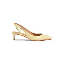 Santoni Escarpin À Bride Arrière Et Talon Mi-haut En Cuir Jaune Pour Femme, Taille: 36.5