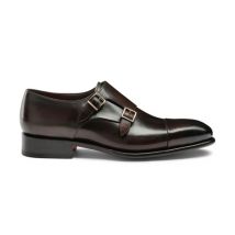 Santoni Chaussure À Double Boucle En Cuir Patiné Marron Pour Homme Brun Foncé, Taille: 46.5-47