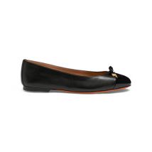 Santoni Ballerine En Cuir Et Cuir Verni Noir Pour Femme, Taille: 37