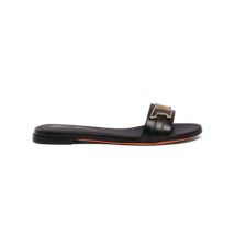 Santoni Claquette En Cuir Noir Pour Femme, Taille: 40