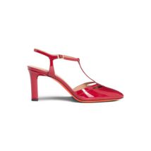 Santoni Décolletés T-bar Tacco Alto Da Donna In Vernice Rossa Rosso, Taglia: 41