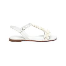Santoni Sandale En Cuir Blanc Et Coraux Pour Femme, Taille: 36