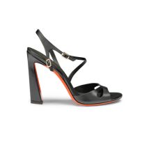 Santoni Sandale Mona À Talon Haut En Cuir Noir Pour Femme, Taille: 36