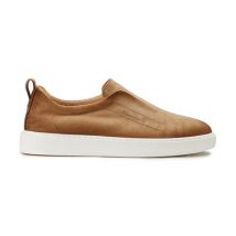 Santoni Beigefarbene Slip-on-sneakers Für Herren Aus Wildleder Naturliche, Größe: 41.5-42