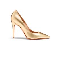 Santoni Escarpin À Talon Haut En Cuir Lamé Doré Pour Femme, Taille: 38