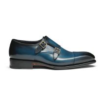 Santoni Chaussure À Double Boucle En Cuir Bleu Pour Homme, Taille: 41