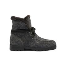 Santoni Bottine En Daim Gris Avec Fourrure Pour Femme, Taille: 36.5