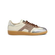 Santoni Sneaker Dbs Oly En Cuir Et Daim Blanc, Beige Et Argent Pour Femme Naturel, Taglia: 40