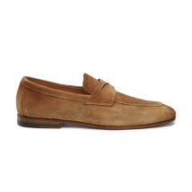 Santoni Mocassin Penny Carlo En Daim Marron Clair Pour Homme, Taglia: 40