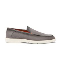 Santoni Men's Grey Suede Loafer Gray, Size: 9.5