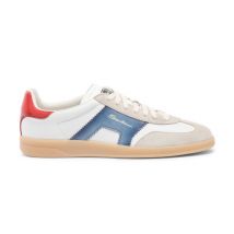Santoni Men's White, Red, Blue And Beige Leather And Suede Dbs Oly Sneaker, Size: 7