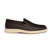 Santoni Mocassin En Cuir Foulonné Brun Foncé Pour Homme, Taglia: 44-44.5