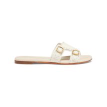 Santoni Women's White Leather Double-buckle Didi Slide Sandal, Size: 5