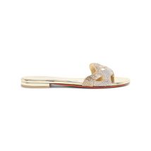 Santoni Sandale En Cuir Lamé Doré Et Cristaux Pour Femme, Taille: 40