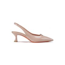 Santoni Escarpin À Bride Arrière Et Talon Mi-haut En Cuir Verni Rose Pour Femme, Taglia: 37.5