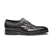 Santoni Doppia Fibbia Da Uomo In Pelle Grigia Grigio, Taglia: 44-44.5