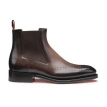 Santoni Braune Chelsea-boots Für Herren Aus Leder Mit Brogue-lochverzierung, Größe: 45.5