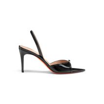 Santoni Sandale À Talon Haut En Cuir Verni Noir Pour Femme, Taille: 39.5