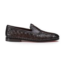 Santoni Dunkelbraune Penny-loafer Carlo Für Herren Aus Flechtleder, Größe: 46