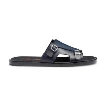 Santoni Sandale À Double Boucle En Cuir Bleu Pour Homme, Taille: 45.5