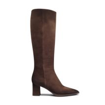 Santoni Dunkelbraune Stiefel Für Damen Aus Wildleder Mit Mittelhohem Absatz, Größe: 36