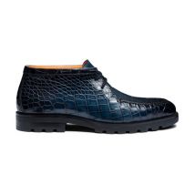 Santoni Desert Boot En Alligator Bleu Pour Homme, Taille: 42.5