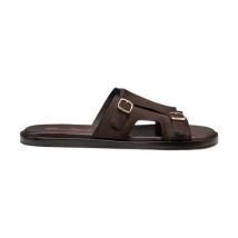 Santoni Sandalo Doppia Fibbia Da Uomo In Suede Testa Di Moro, Taglia: 43