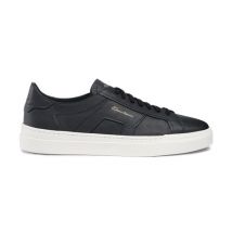 Santoni Double Buckle Sneaker En Cuir Foulonné Bleu Pour Homme, Taglia: 45.5