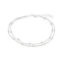Argento Silver Double Layer Bead Anklet
