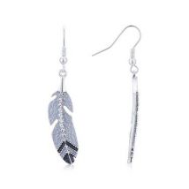 August Woods Silver Crystal Feather Earrings