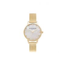 Olivia Burton Mother Of Pearl Pale Gold Mesh Watch