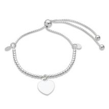 Argento Recycled Silver Bead Heart Pull Bracelet