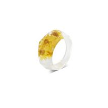 Dirty Ruby Yellow Floral Resin Ring