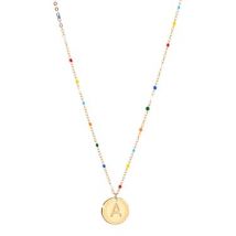 Rebecca Gold Rainbow Letter A Necklace