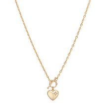 August Woods Gold Crystal Heart T-bar Necklace