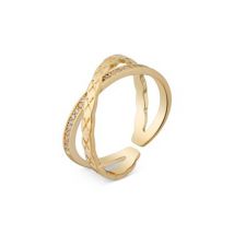 August Woods Gold Double Crystal Adjustable Ring