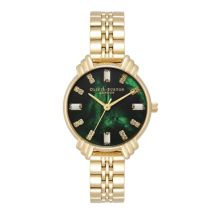 Olivia Burton Art Deco Green & Gold Bracelet Watch