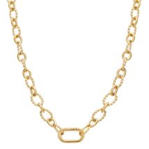 Over & Over Gold Textured Figaro Charm Necklace