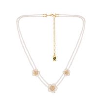 August Woods Gold & White Flower Pearl Strand Necklace