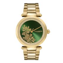 Olivia Burton Signature T-bar Floral Gold + Green Bracelet Watch
