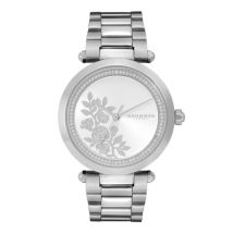 Olivia Burton Signature T-bar Floral Silver Bracelet Watch