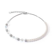 Coeur De Lion Precious Fusion Silver Pearl White Cubes Necklace