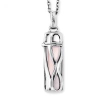 Angel Whisperer Silver Healing Rose Quartz Small Pendant Necklace