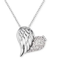 Angel Whisperer Silver Heart Wing Open Necklace