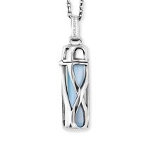 Angel Whisperer Silver Powerful Stone With Blue Agate Sphere Pendant Necklace